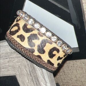 Plunder Gold and Black Leopard leather Bracelet
